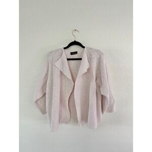 Eskandar Womens Chunky Knit Open Front Cardigan Pale Pink Oversized Lagenlook